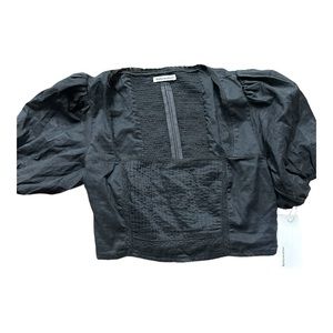 Reformation Black Mocked Ruched Crop Top - Size 6